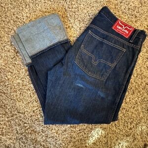 Kimes Ranch Men's Indigo Straight Jeans with Red Patch